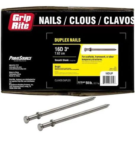 3", Hot-Dip Galvanized Duplex Nails, (50 lb/Box), #DUP16Z050