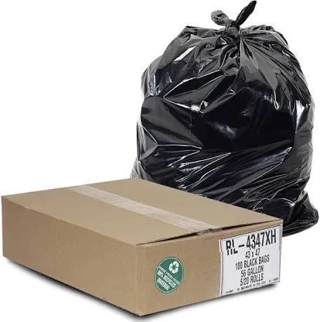 65 Gallon Extra Heavy Trash Bags - Black, 100 Bags - 2.7 Mil